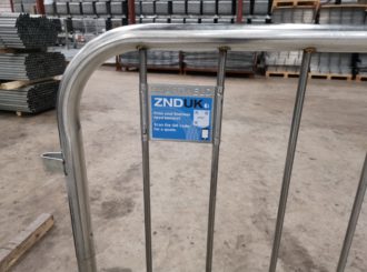 Branded QR Label using the ZND UK branding fitted to a ZND SmartWeld Barrier