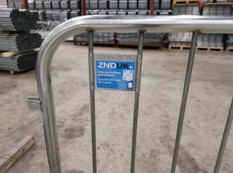 Branded QR Label using the ZND UK branding fitted to a ZND SmartWeld Barrier