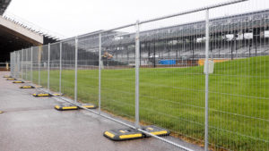 Temporary fence panels being used for demarcation at the Motor Speedway