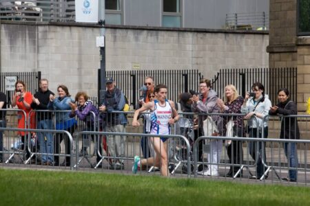 ZND barriers being used to line the route of the marathon during the Commonwealth Games