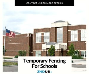 temporary fencing panels surrounding a school