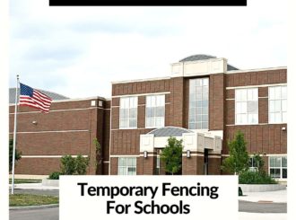 temporary fencing panels surrounding a school