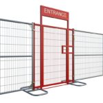 Pedestrian gate for temporary fencing